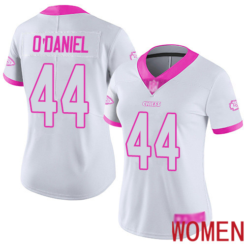 Women Kansas City Chiefs #44 ODaniel Dorian Limited White Pink Rush Fashion Nike NFL Jersey->women nfl jersey->Women Jersey